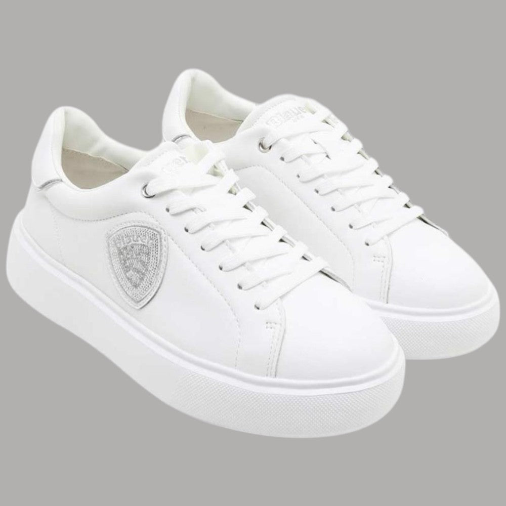 BLAUER Sneakers Donna Bianche in Pelle con Dettaglio Argentato - Prodotti di Classe