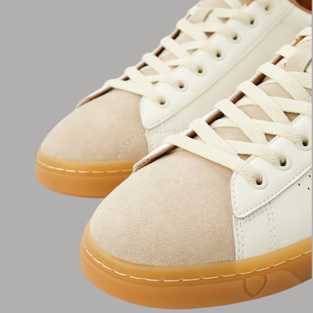 BLAUER Sneakers Uomo in Pelle e Suede Bianche con Suola Ambra - Prodotti di Classe