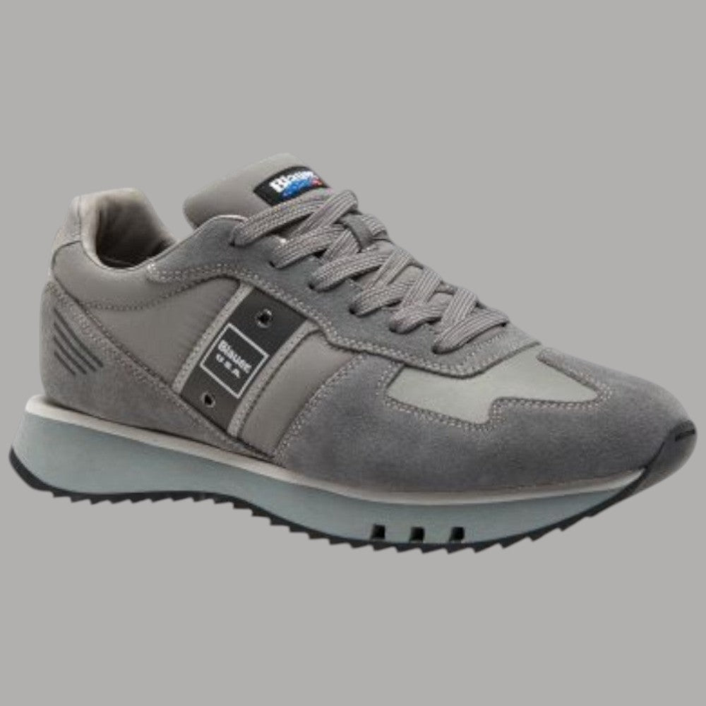 Sneaker BLAUER grigia TOKYO01 con lacci, pannelli scamosciati e suola nera