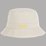Cappello bucket Barbour International beige con bordo a falda larga e logo frontale