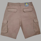 Bermuda cargo cotone fango chiaro, tasche laterali con patta, cucitura centrale