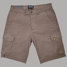 Bermuda cargo cotone beige, chiusura con bottone, tasche laterali a patta