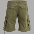Pantaloncini cargo in cotone verde oliva con tasche applicate e chiusura frontale