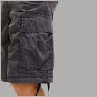 Bermuda cargo cotone grigio scuro, tasca cargo frontale con patta e laccetto