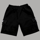 Bermuda uomo nero in cotone con coulisse, elastico in vita e tasche cargo laterali