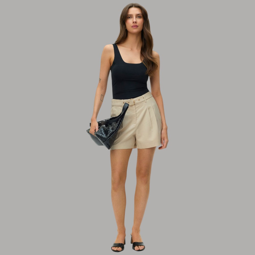 Bermuda Vero Moda Vita Alta con Cintura in Viscosa Misto Eleganza - Prodotti di Classe