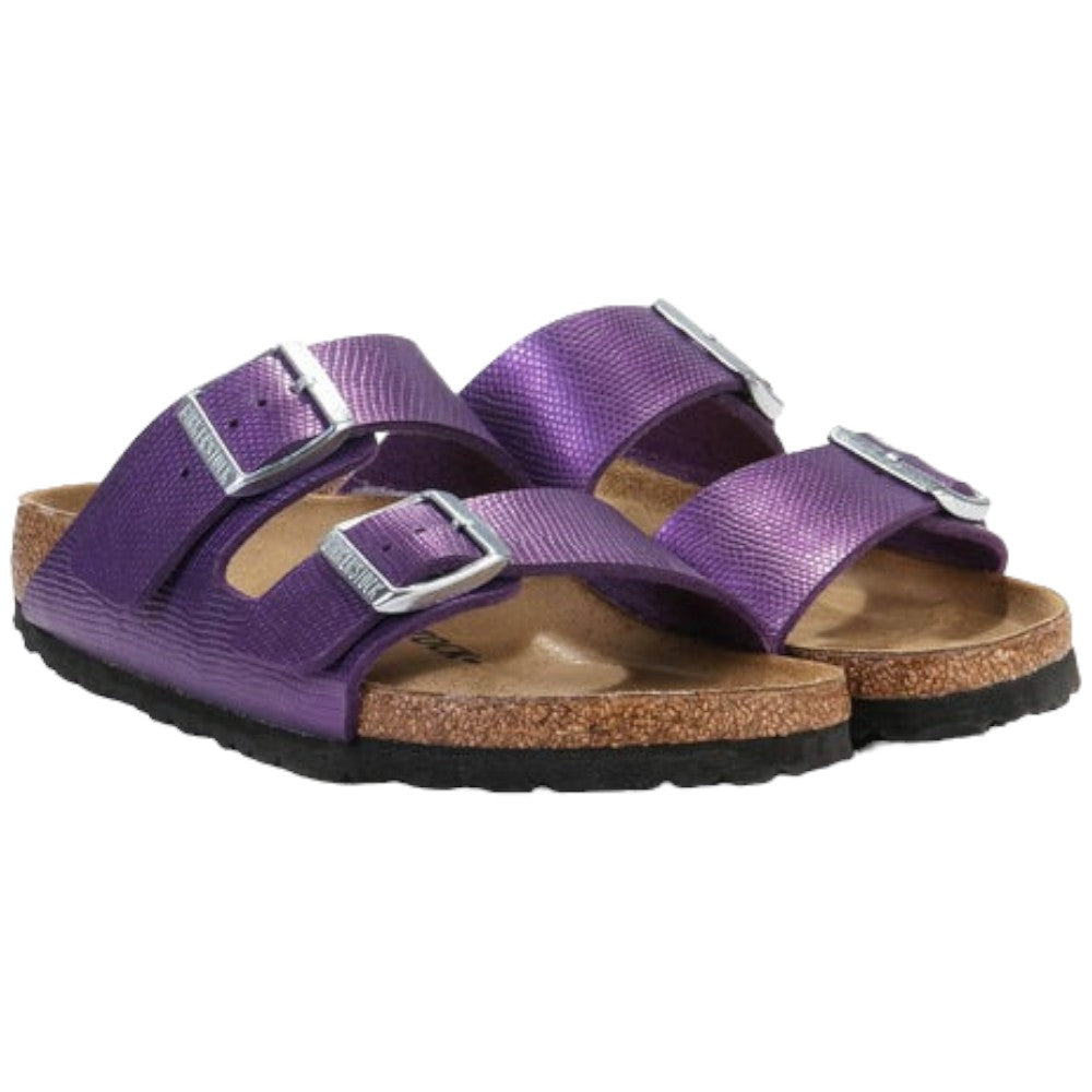 Birkenstock ciabatta Arizona hiny lizard acai, Birko Flor Embossed 1027765 Ciabatte Birkenstock