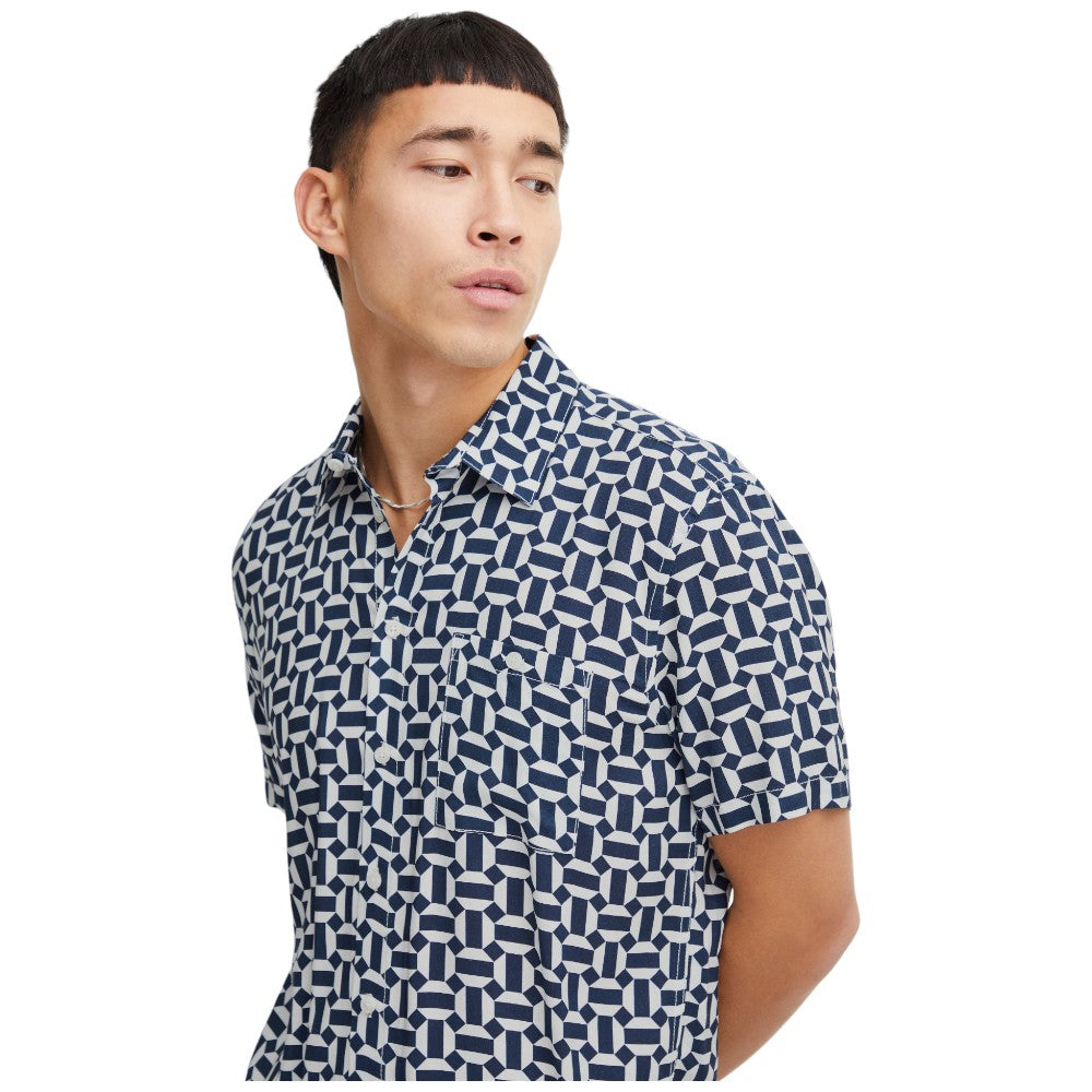 Blend camicia manica corta bianca blu 20716384 Camicie Blend