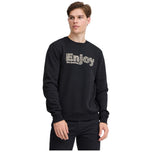 Felpa nera con stampa frontale “Enjoy” e “the journey”, girocollo