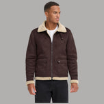 Giacca eco-montone marrone FISCHER con zip e colletto in montone chiaro.