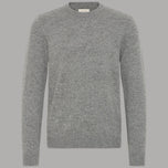 Maglione grigio melange con scollo rotondo e maniche lunghe.