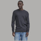 Maglione scuro BAGGE con maniche lunghe e girocollo a costine