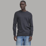 Maglione scuro BAGGE con maniche lunghe e girocollo a costine