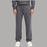 Pantaloni tuta grigio con coulisse e tasche laterali, fondo dritto