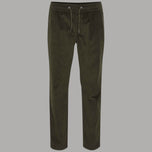 Pantaloni verde a coste con elastico in vita e coulisse, gamba dritta