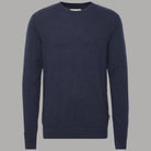 Pullover blu da uomo con girocollo e maniche lunghe, maglia lavorata