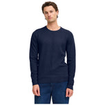 Pullover uomo blu a girocollo in maglia trama 3D
