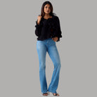 Guess blusa nera in chiffon con volant W6RH31WI342 - Prodotti di Classe