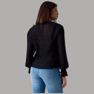 Guess blusa nera in chiffon con volant W6RH31WI342 - Prodotti di Classe