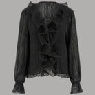 Guess blusa nera in chiffon con volant W6RH31WI342 - Prodotti di Classe