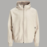 Giacca bomber da uomo beige con cappuccio e zip frontale