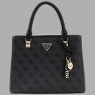 Borsa Guess similpelle nera con motivo 4G, manici e tracolla rimovibile