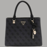 Borsa Guess similpelle nera con motivo 4G, manici e tracolla rimovibile