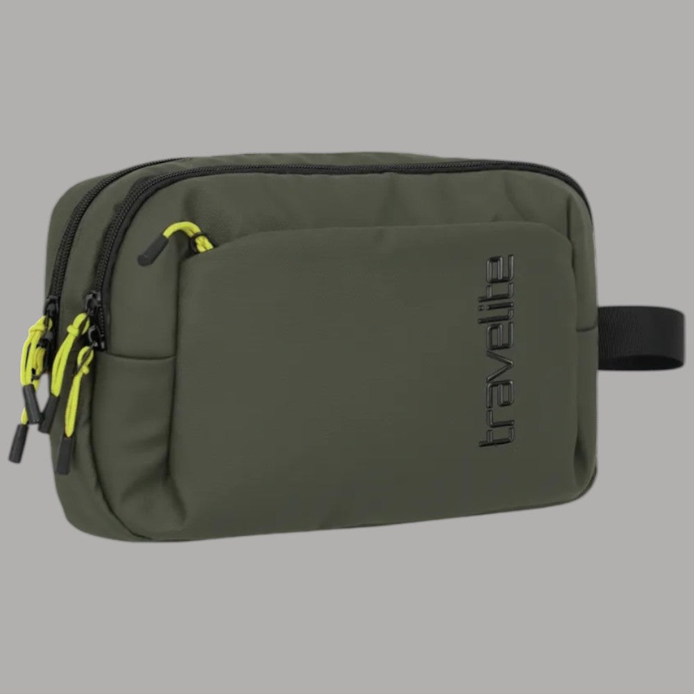 Borsello da viaggio Trvelite BRIIZE verde oliva con zip, dettagli laterali e logo