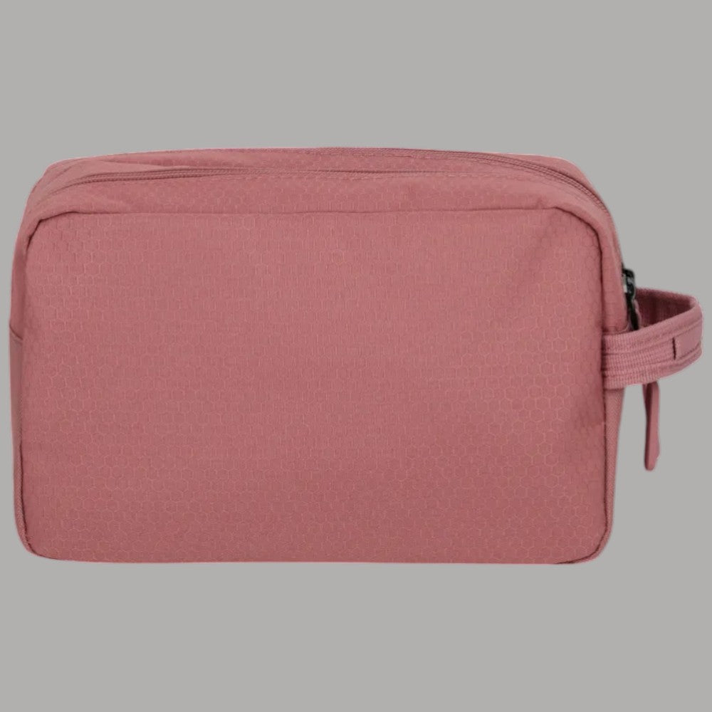 Borsello da viaggio doppio scomparto Travellite rosa, retro liscio con zip e tracolla