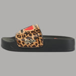 Ciabatte con plateau leopardato, cuore rosso e logo Buffalo su fascia