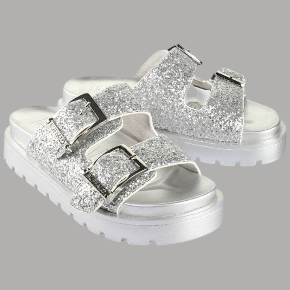 Buffalo ciabatta con plateau e glitter Raya Ari Glam 1602284 - Prodotti di Classe