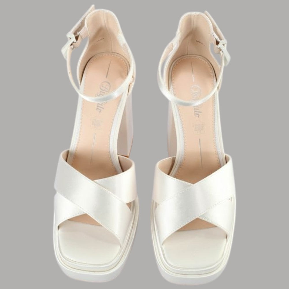 Buffalo sandalo bianco con tacco largo Bonny Cross 1291411 - Prodotti di Classe