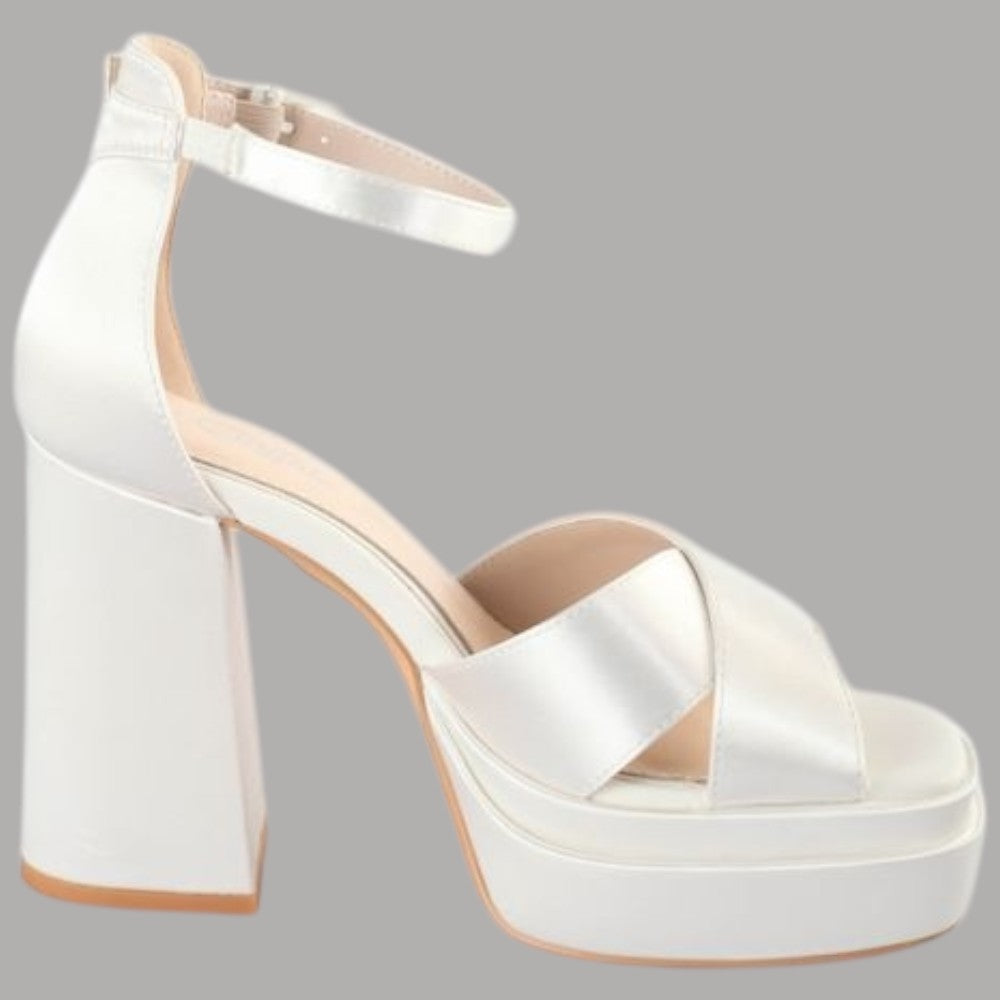 Buffalo sandalo bianco con tacco largo Bonny Cross 1291411 - Prodotti di Classe