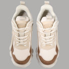 Sneakers Buffalo vegan beige con pannelli marroni e suola alta 5 cm