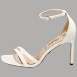 Sandalo tacco alto 9 cm bianco con cinturino alla caviglia e suola memory foam