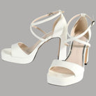 Sandalo alto bianco con cinturino e fascia, tacco 10 cm