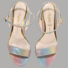 Sandalo con tacco cubano 10 cm in ecopelle multicolor con cinturino alla caviglia