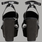 Sandalo wedge nero con cinturino regolabile e tacco alto