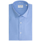 Camicia Calvin Klein celeste in twill con micro pois, bottoni e colletto