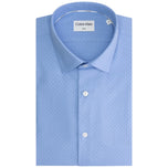 Camicia Calvin Klein celeste in twill con micro pois, bottoni e colletto
