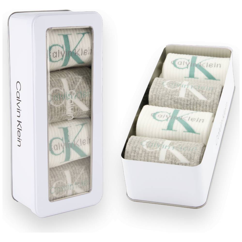 Calvin Klein donna pack 4 calze bianco grigio 701235384002801 Intimo Calvin Klein