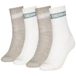 Confezione da 4 calze da donna Calvin Klein, bianco e grigio, bordo a contrasto