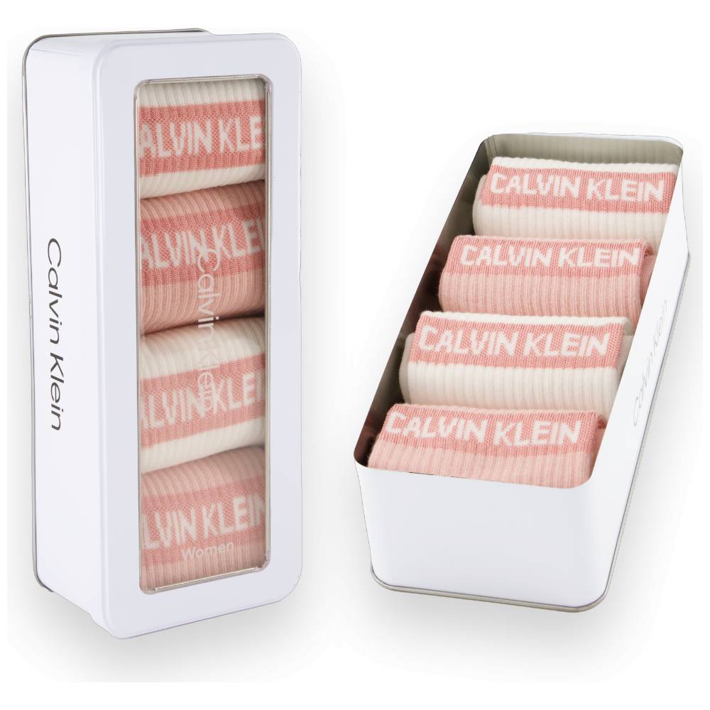Calvin Klein donna pack 4 calze bianco rosa 701235385003801 Intimo Calvin Klein