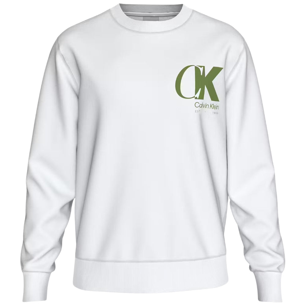 Calvin Klein felpa bianca logo sul petto LV04LD243GYAF Felpe Calvin Klein