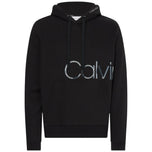 Felpa con cappuccio nera e grande stampa logo Calvin Klein