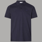 Polo uomo blu scuro a maniche corte con colletto e logo sul petto
