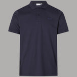 Polo uomo blu scuro a maniche corte con colletto e logo sul petto