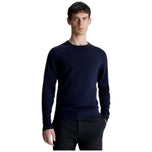 Maglioncino merino blu con girocollo e maniche lunghe