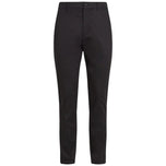 Pantaloni da uomo neri in sateen stretch, gamba affusolata, davanti con bottone