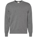 Pullover grigio in cotone Supima con scollo rotondo e logo sul petto